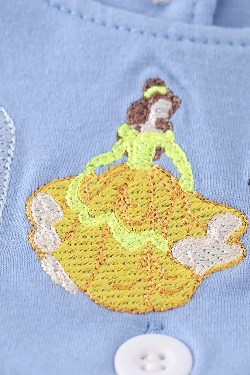 Blue princess embroidery girl bubble