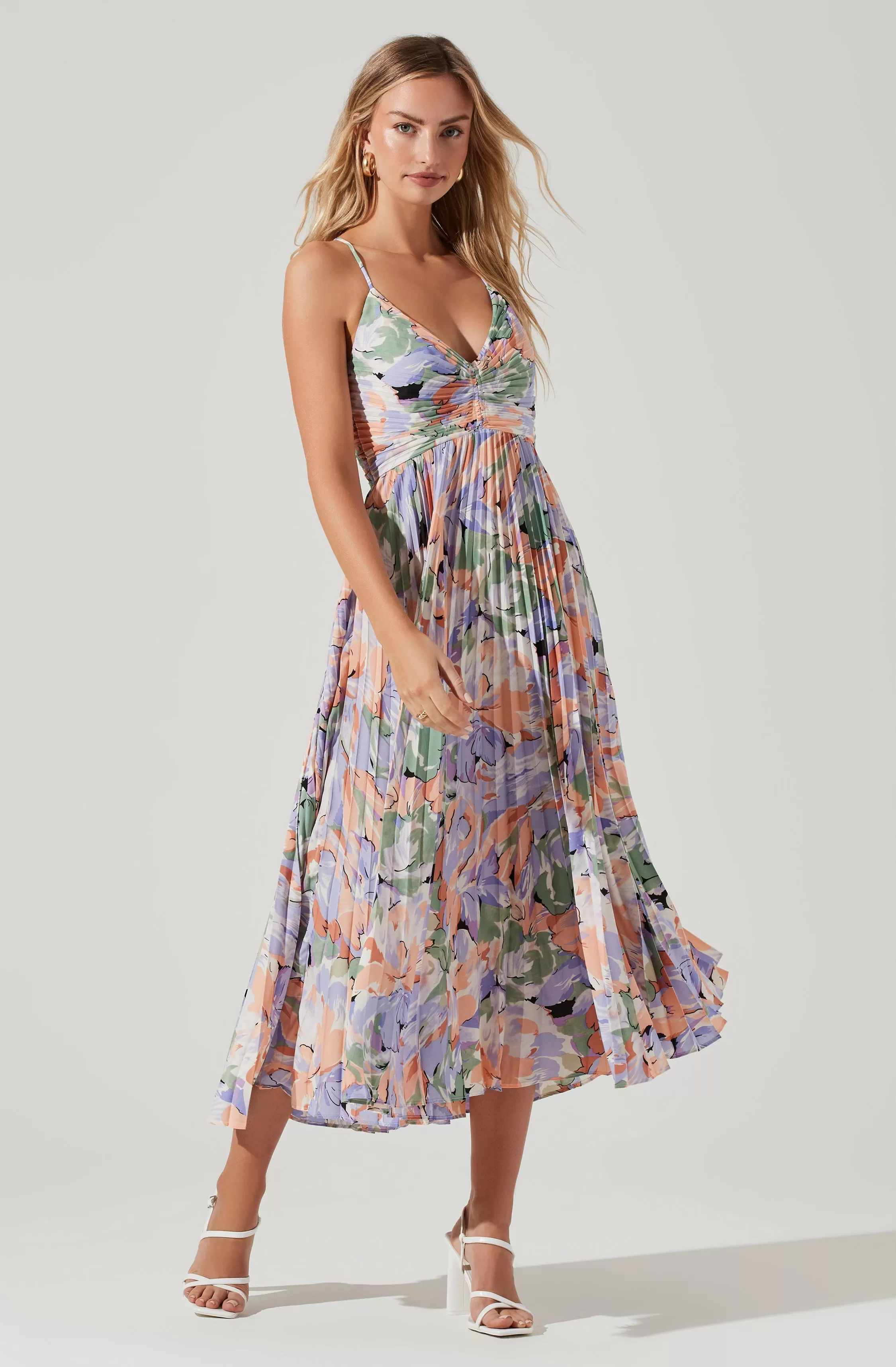 Blythe Floral Plisse Midi Dress