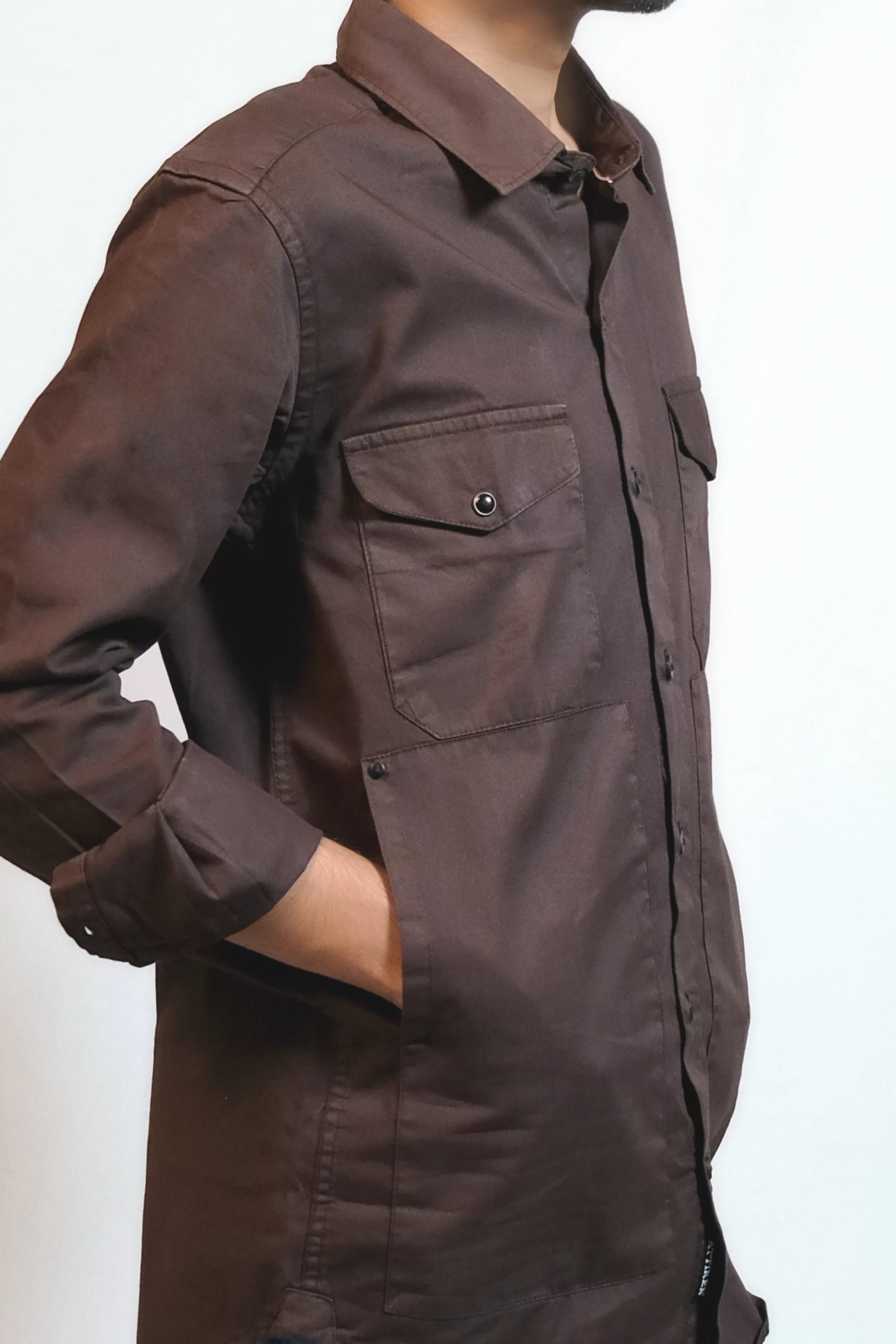 Brown Cotton 4 Pocket Overshirt