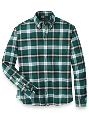 Brushed Twill Plaid Casual Shirt - Green