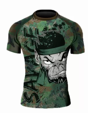 Camo Monkey Short Sleeve Rash Guard Presale items Shipping To  Start December 5th