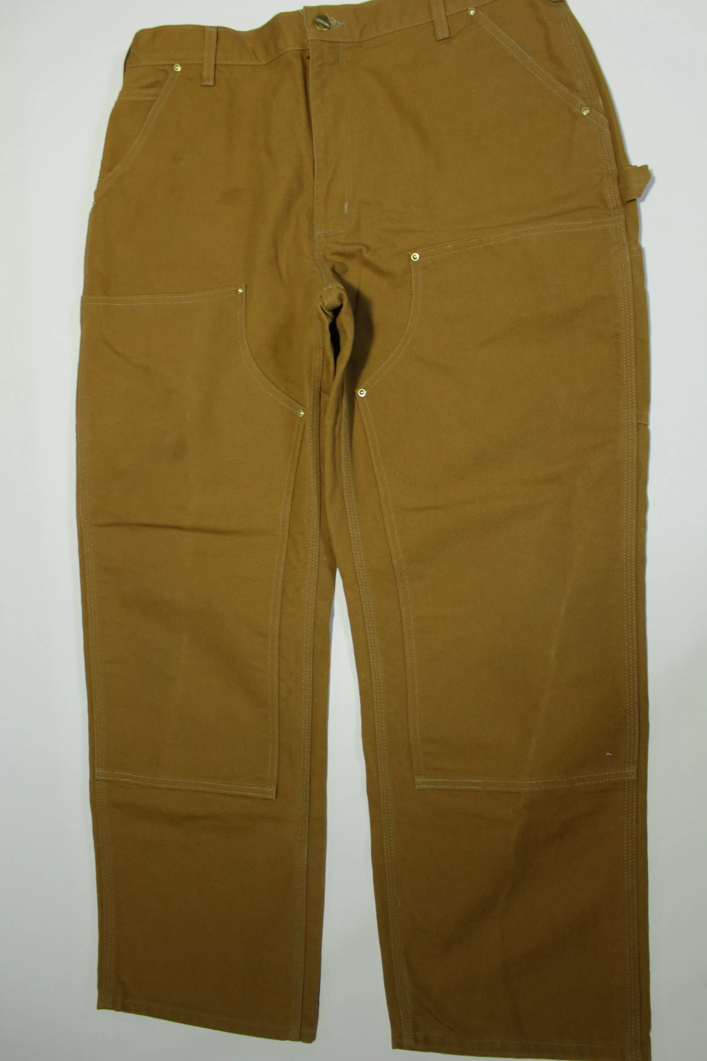 Carhartt B01 BRN Dungaree Fit Duck Wash Canvas Double Knee Front Work Construction Pants