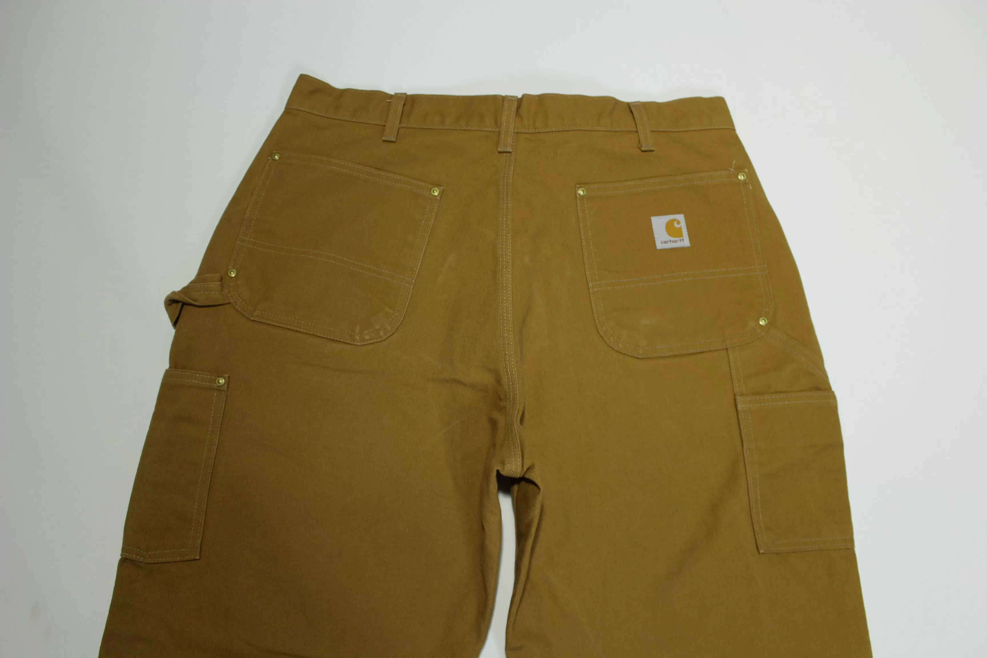 Carhartt B01 BRN Dungaree Fit Duck Wash Canvas Double Knee Front Work Construction Pants