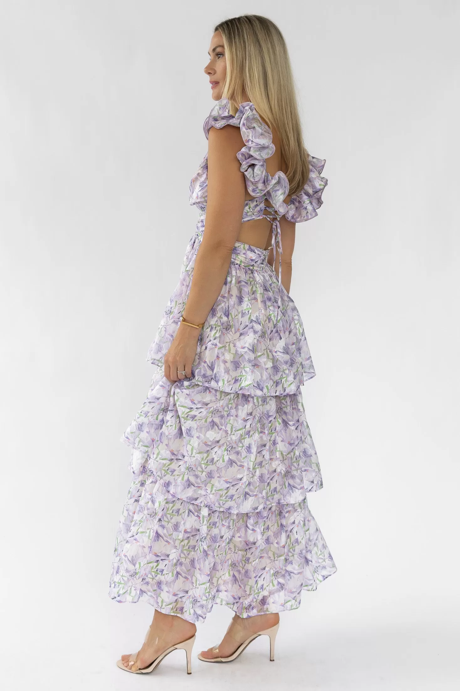 Carmen Purple Floral Maxi Dress