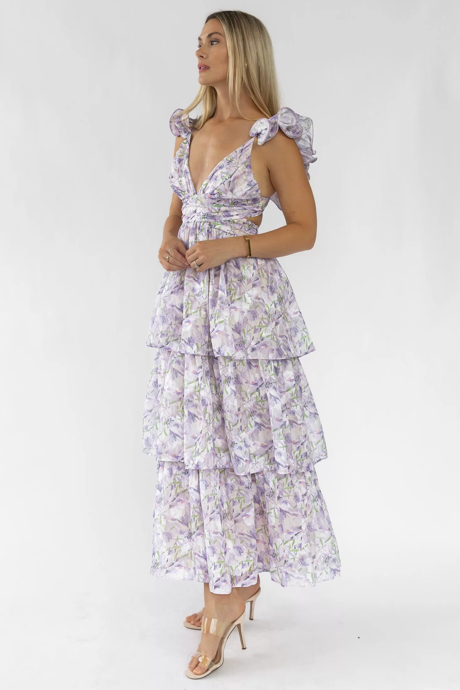 Carmen Purple Floral Maxi Dress