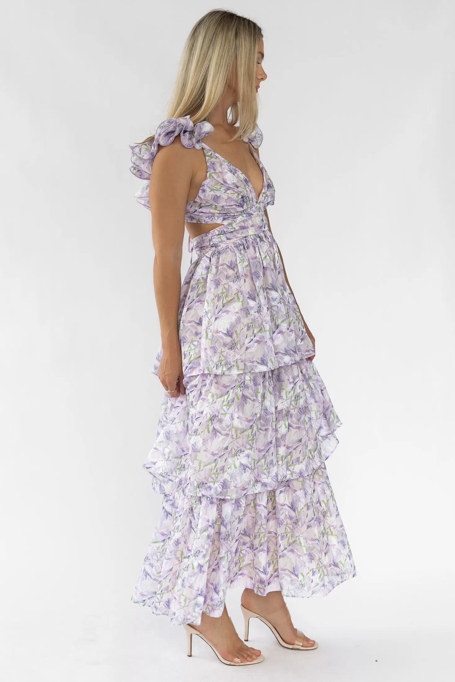 Carmen Purple Floral Maxi Dress