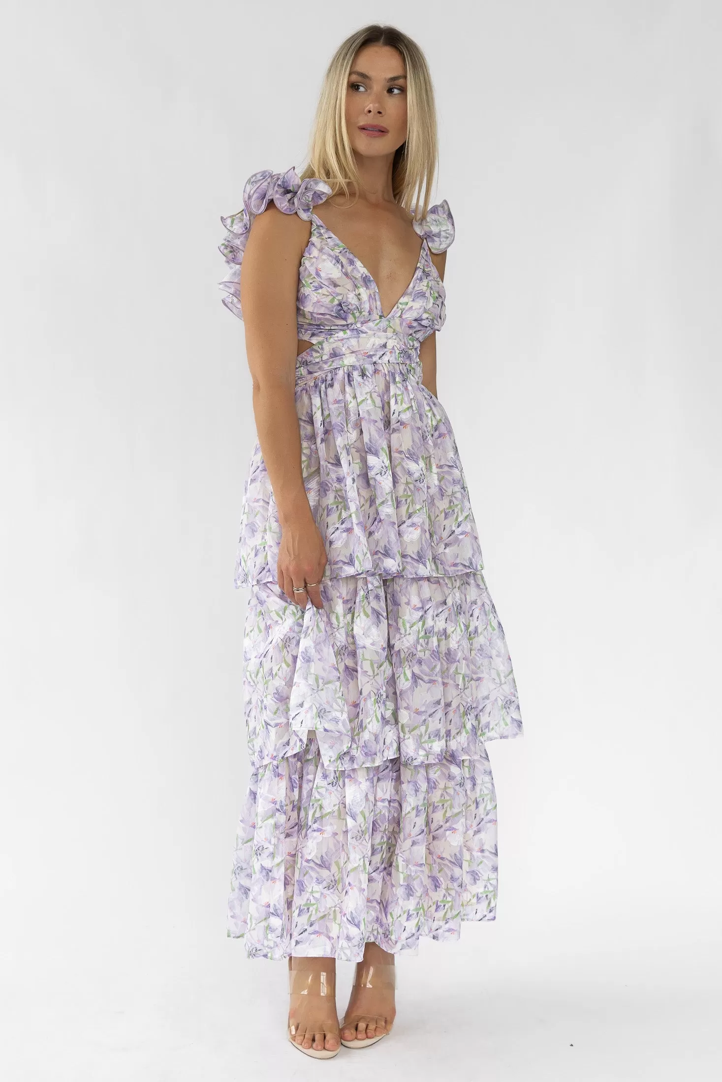 Carmen Purple Floral Maxi Dress