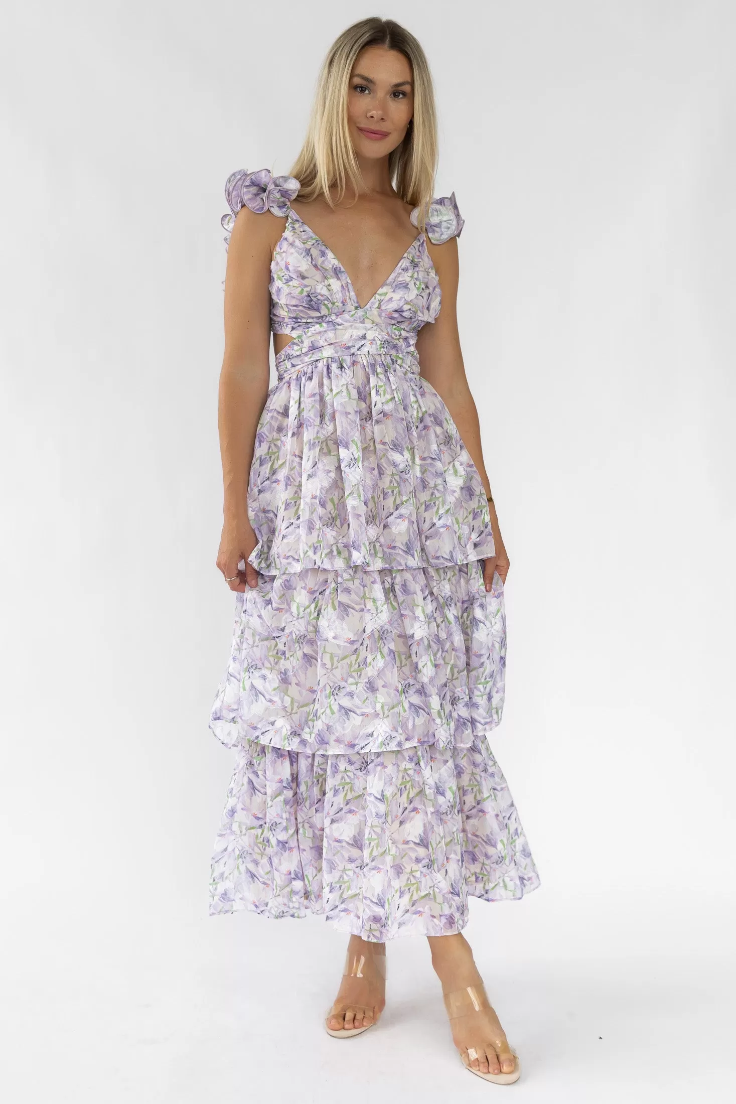 Carmen Purple Floral Maxi Dress