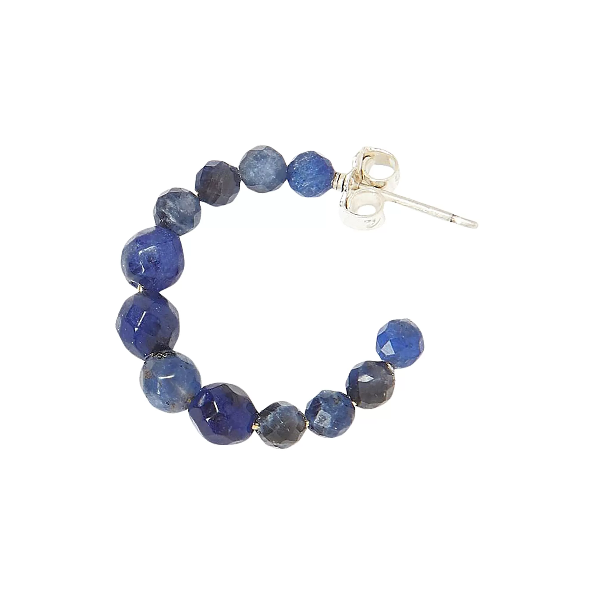 Chan Luu Graduated Stone Small Hoop Earrings in Sodalite and Silver