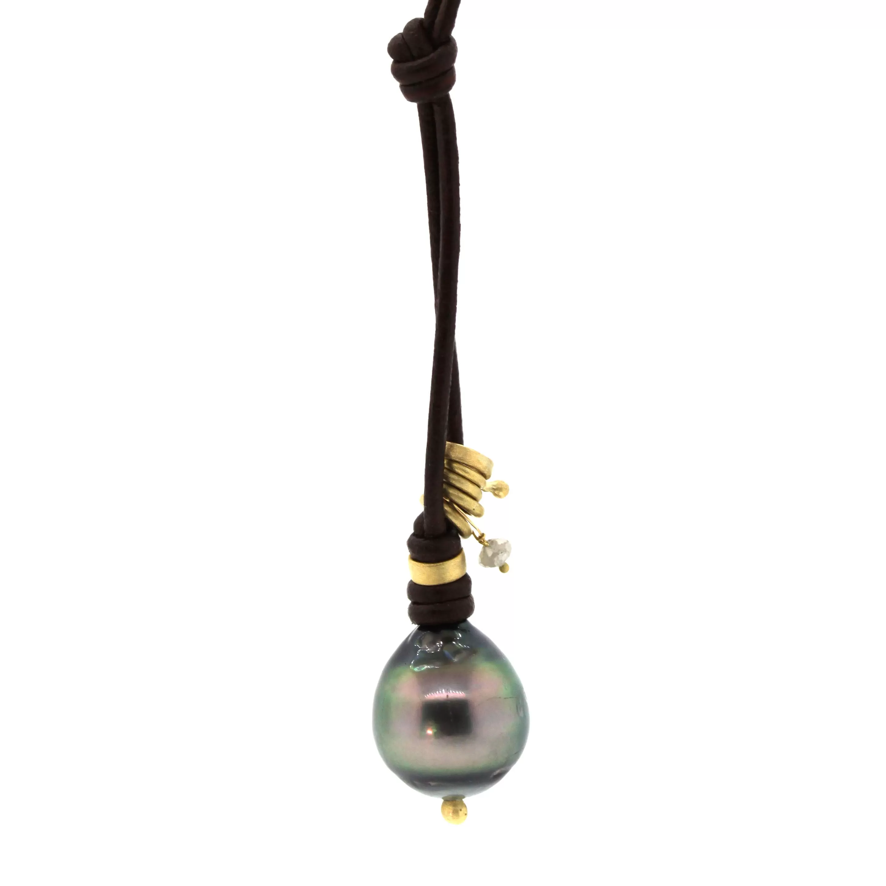 Charmed Tahitian Pearl Leather Necklace