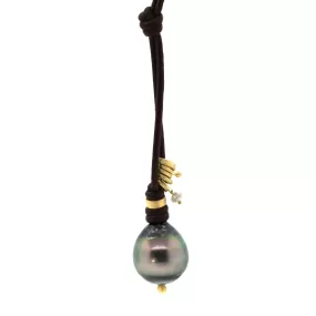 Charmed Tahitian Pearl Leather Necklace