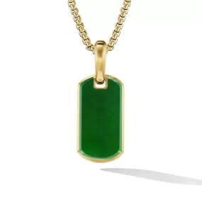 Chevron Tag in 18K Yellow Gold with Nephrite Jade, 21mm