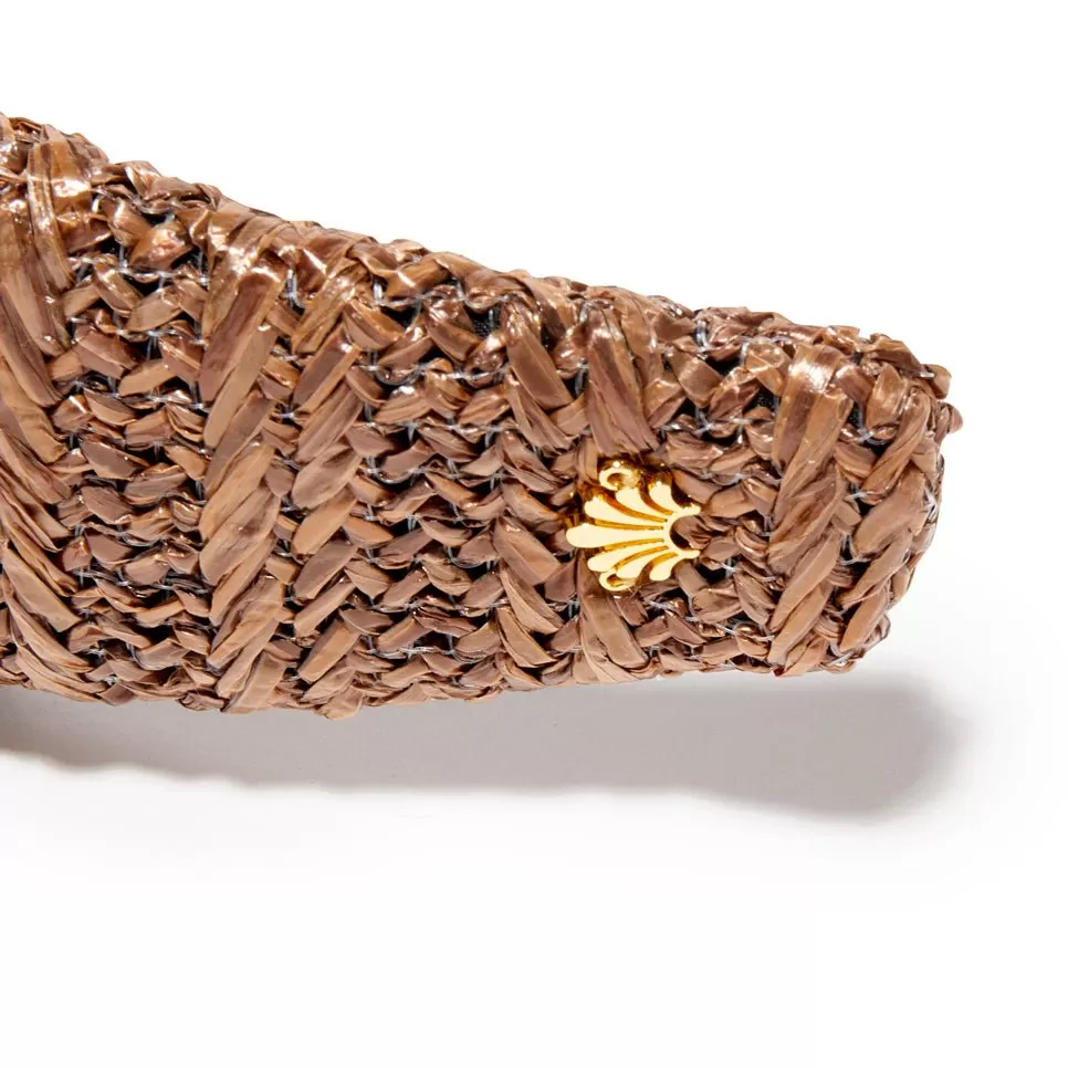 CHOCOLATE RAFFIA KNOTTED HEADBAND