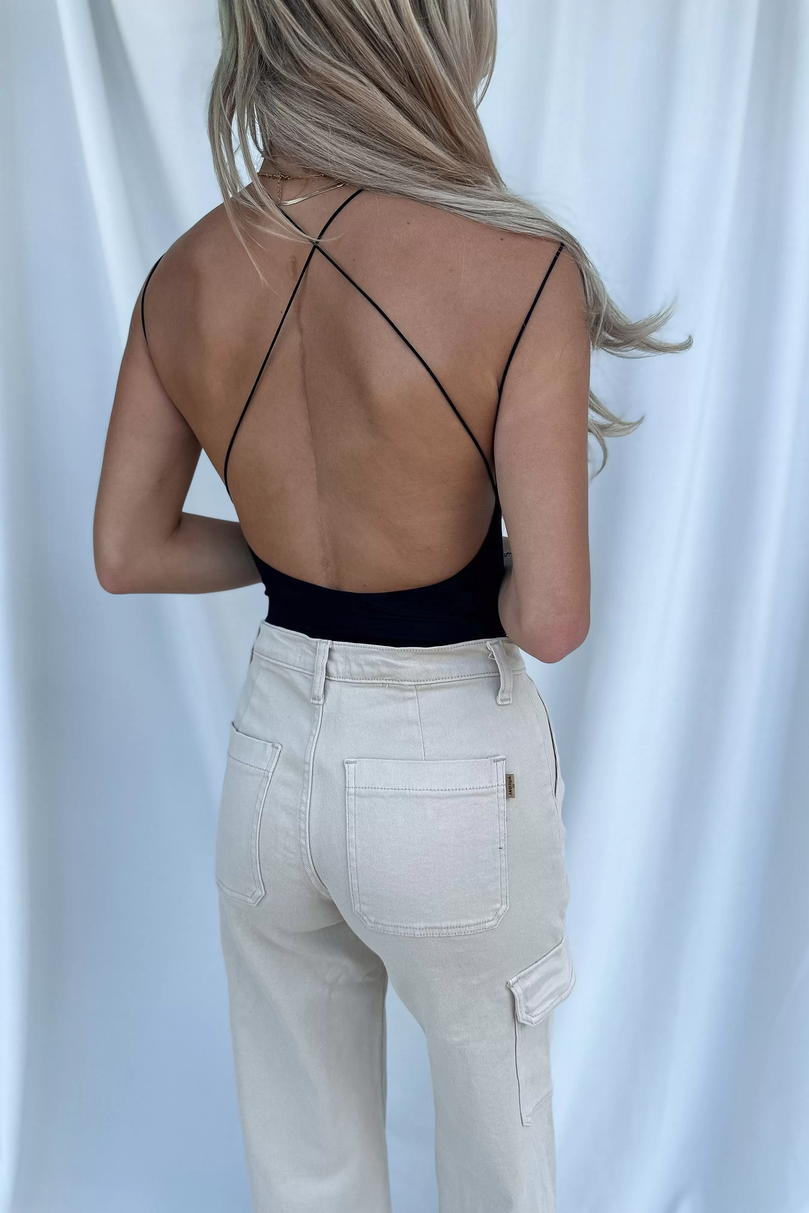 Classic Black Open Back Bodysuit