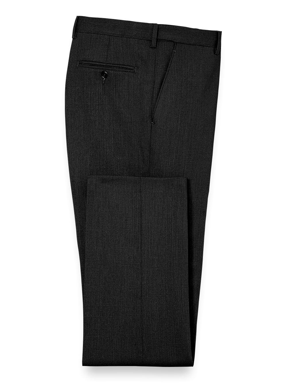 Classic Fit Essential Wool Flat Front Suit Pants - Black