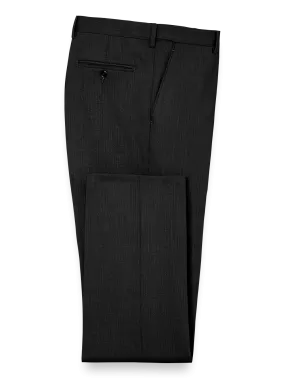 Classic Fit Essential Wool Flat Front Suit Pants - Black