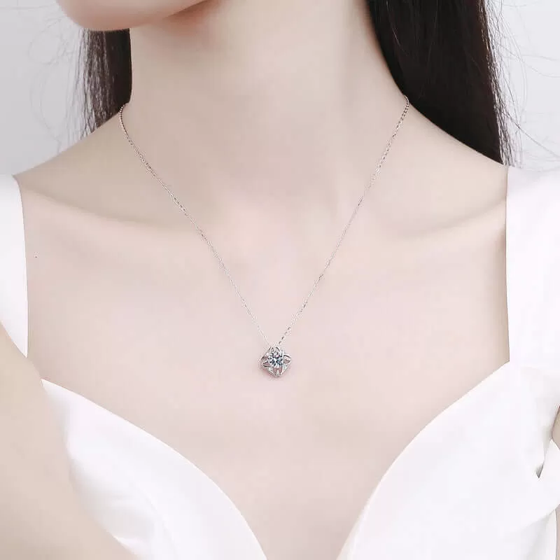 Classic Square Block Moissanite Necklace