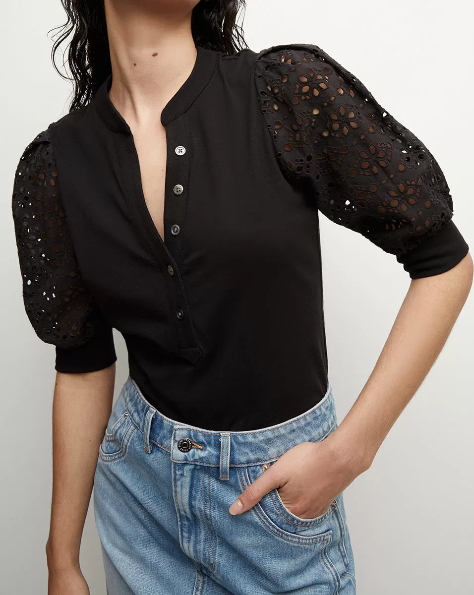 Coralee Eyelet Puff-Sleeve Tee