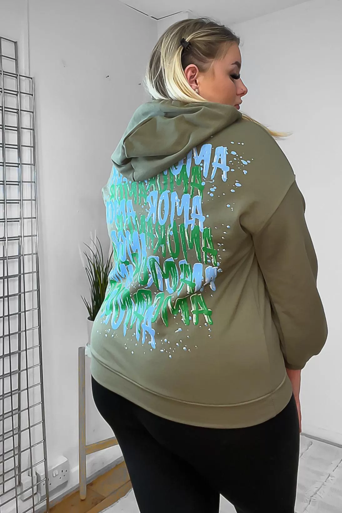 Cotton Blend Slogan Printed Back Hoodie