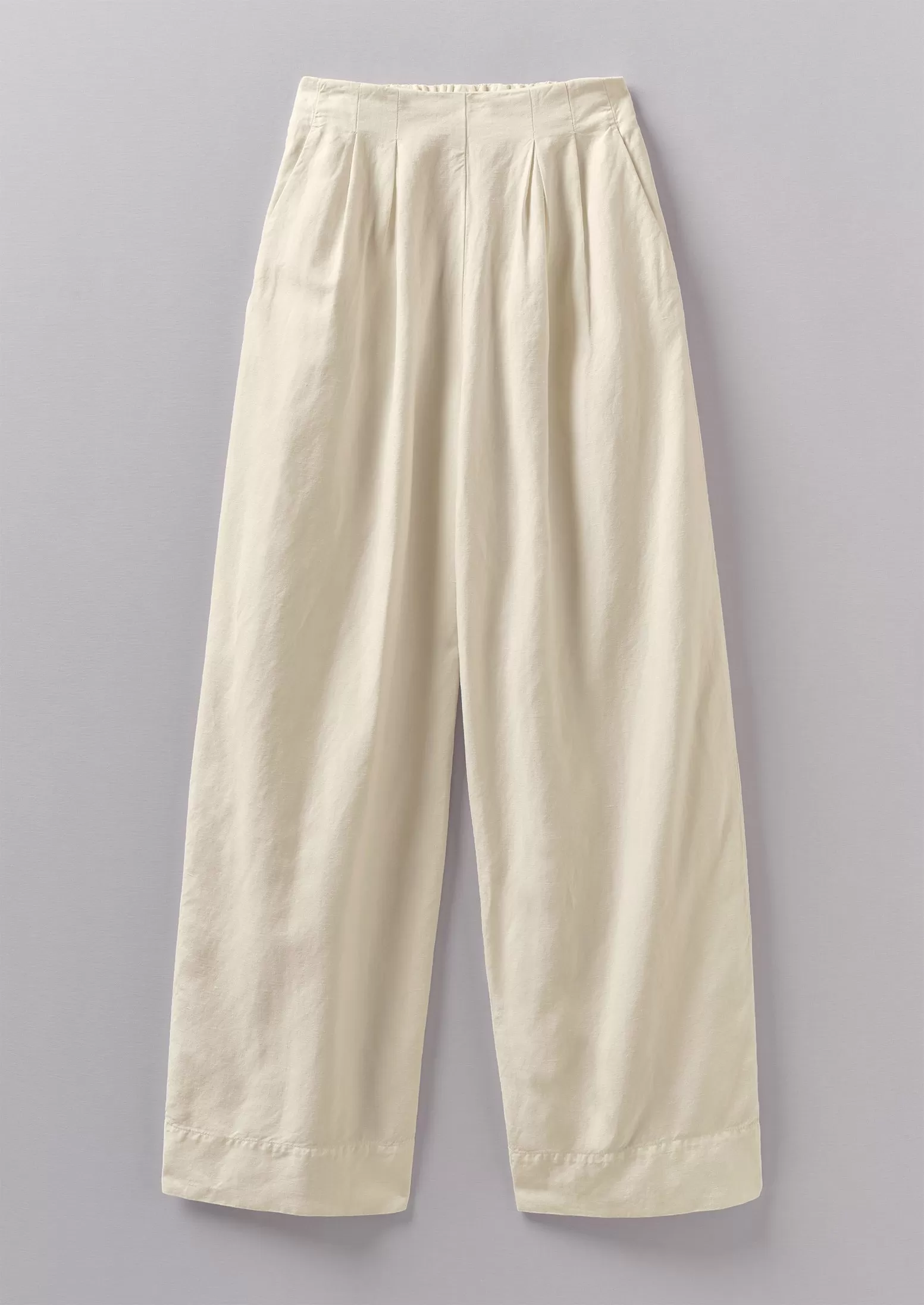 Cotton Linen Wide Leg Pants | Parchment