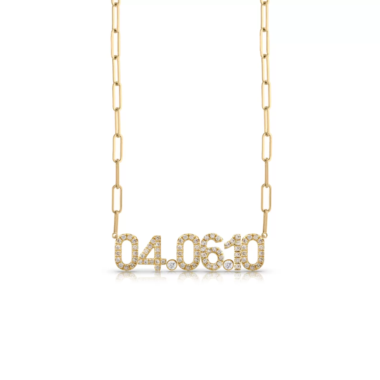 Custom Diamond Date on PaperClip Necklace