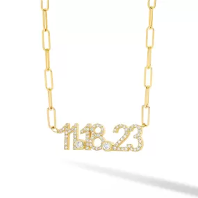 Custom Diamond Date on PaperClip Necklace