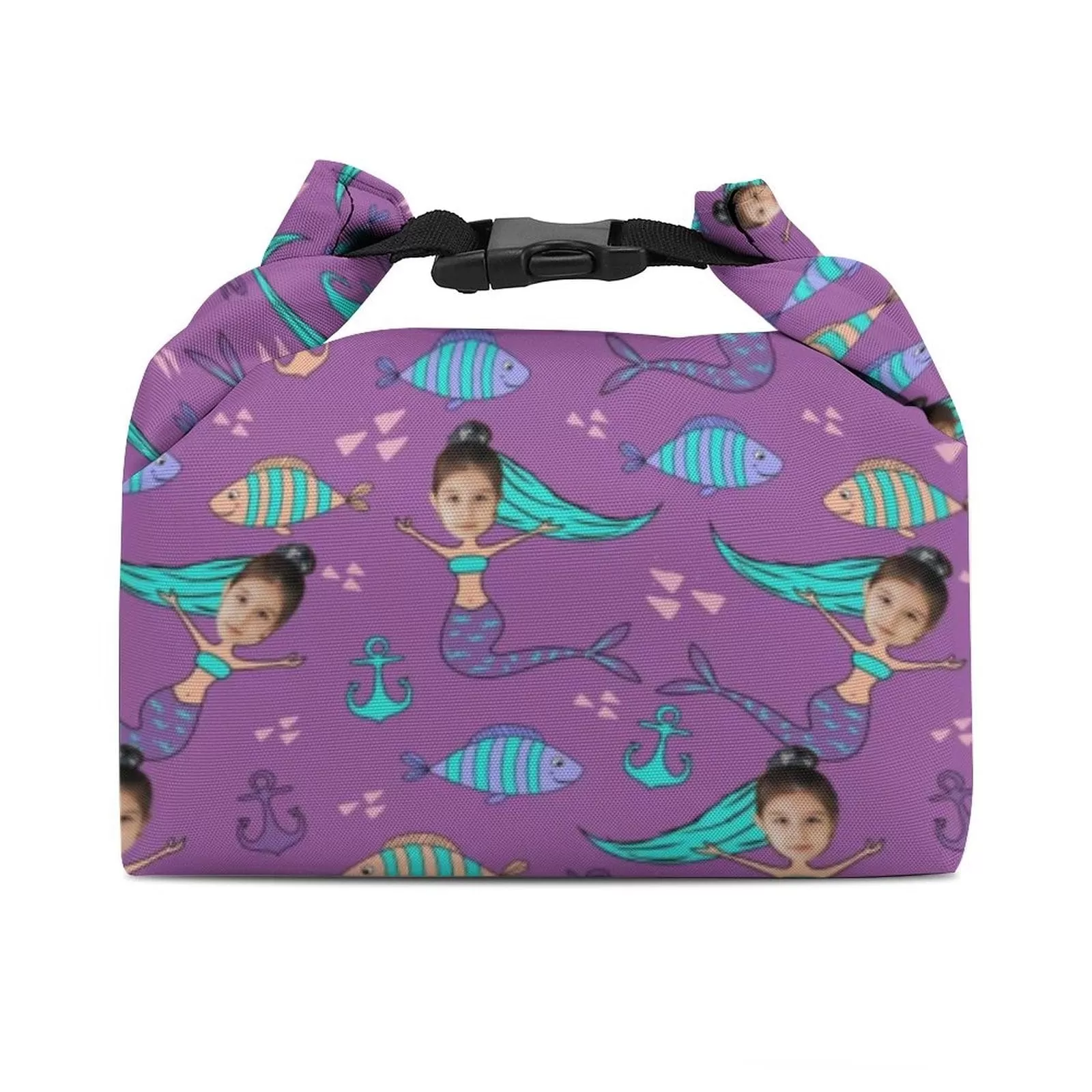 Custom Face Mermaid Foldable Portable Lunch Bag