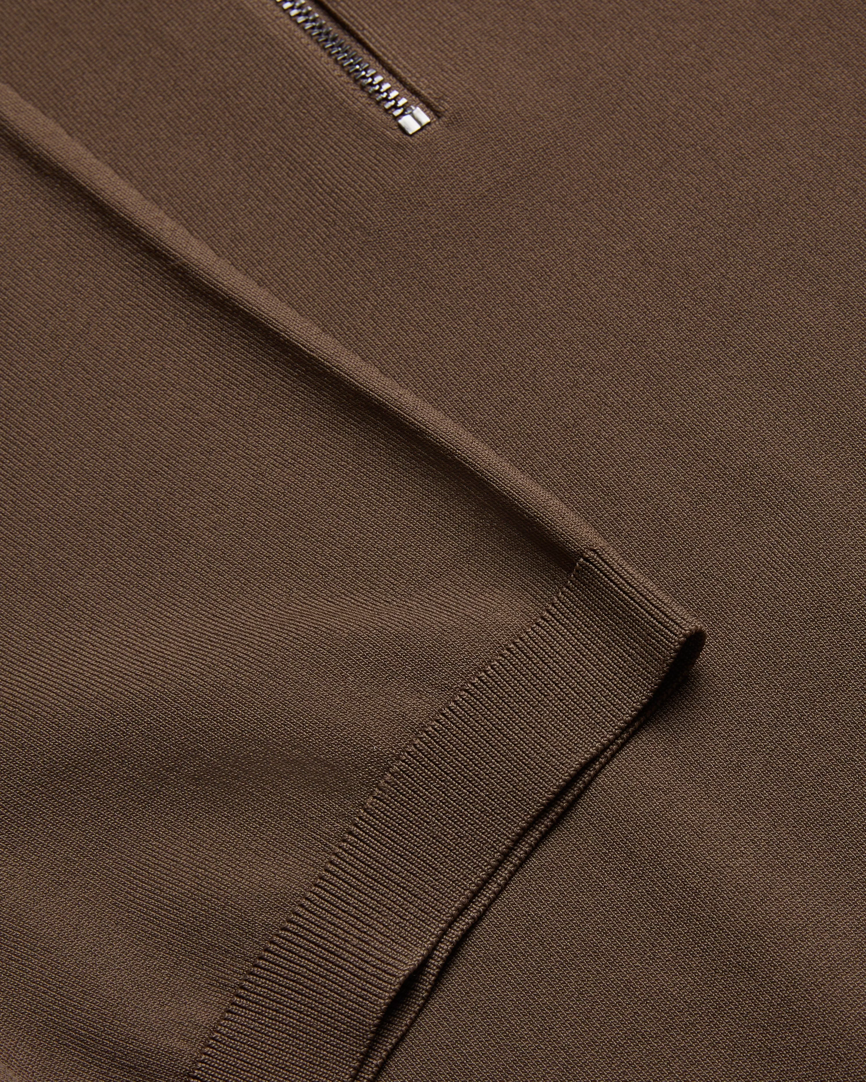 Daldin Short Sleeve Rayon Zip Polo Shirt Dk-Brown