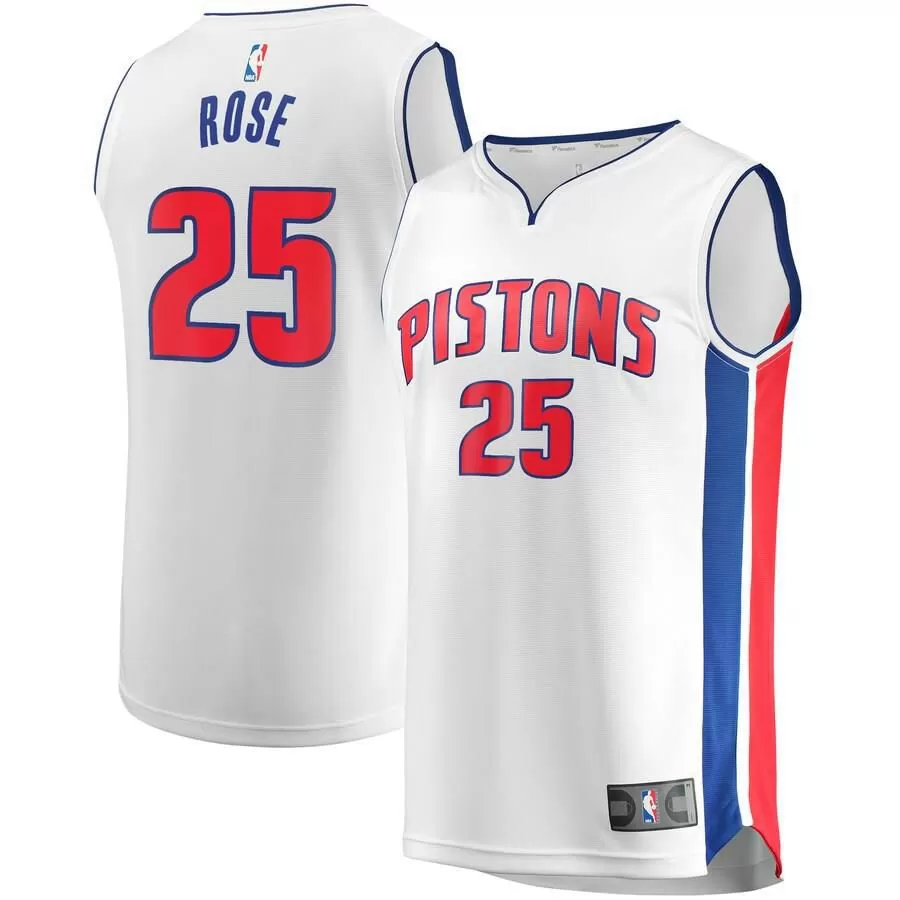 Detroit Pistons Derrick Rose Fanatics Branded Replica Fast Break Player Association Jersey Kids - White | Ireland L0898Y5