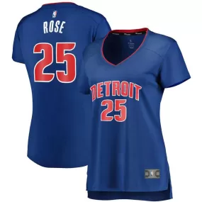 Detroit Pistons Derrick Rose Fanatics Branded Replica Fast Break Player Icon Jersey Womens - Blue | Ireland K4540D3