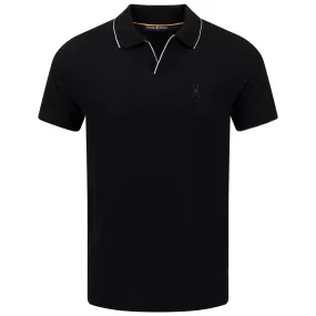 East Hills Johnny Collar Jacquard Polo Black - SS24