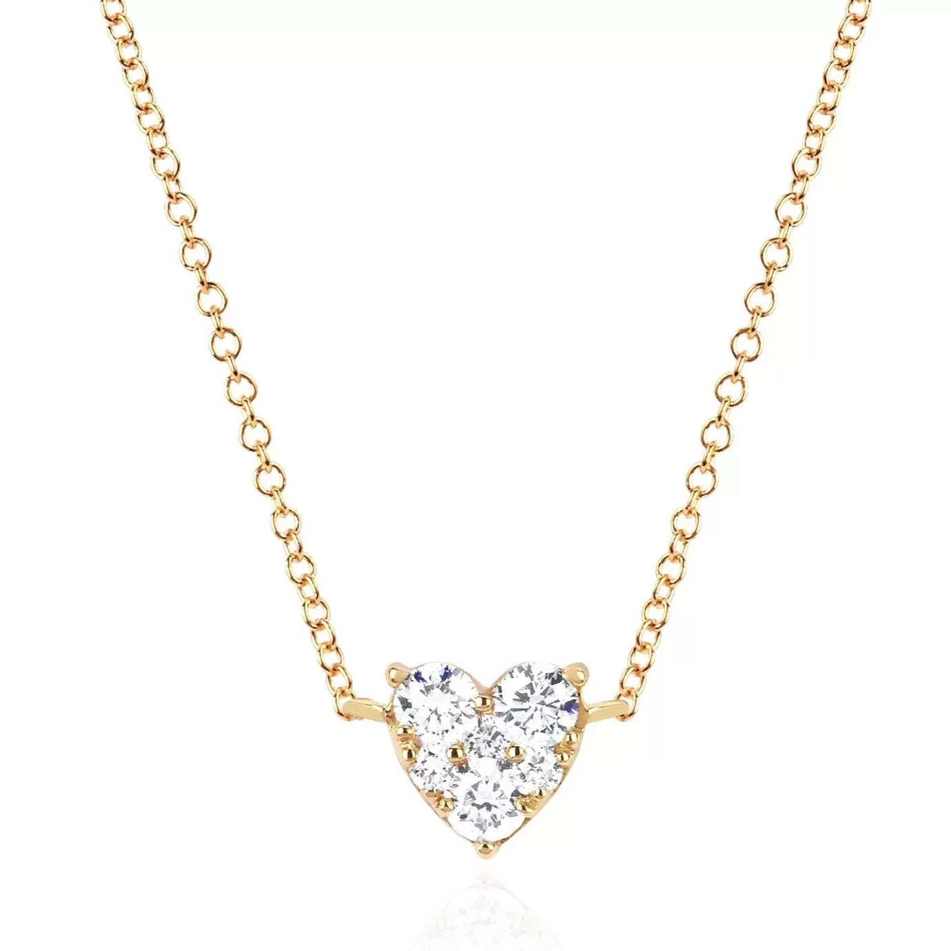 EF Collection - Full Cut Diamond Heart Choker Necklace, Yellow Gold