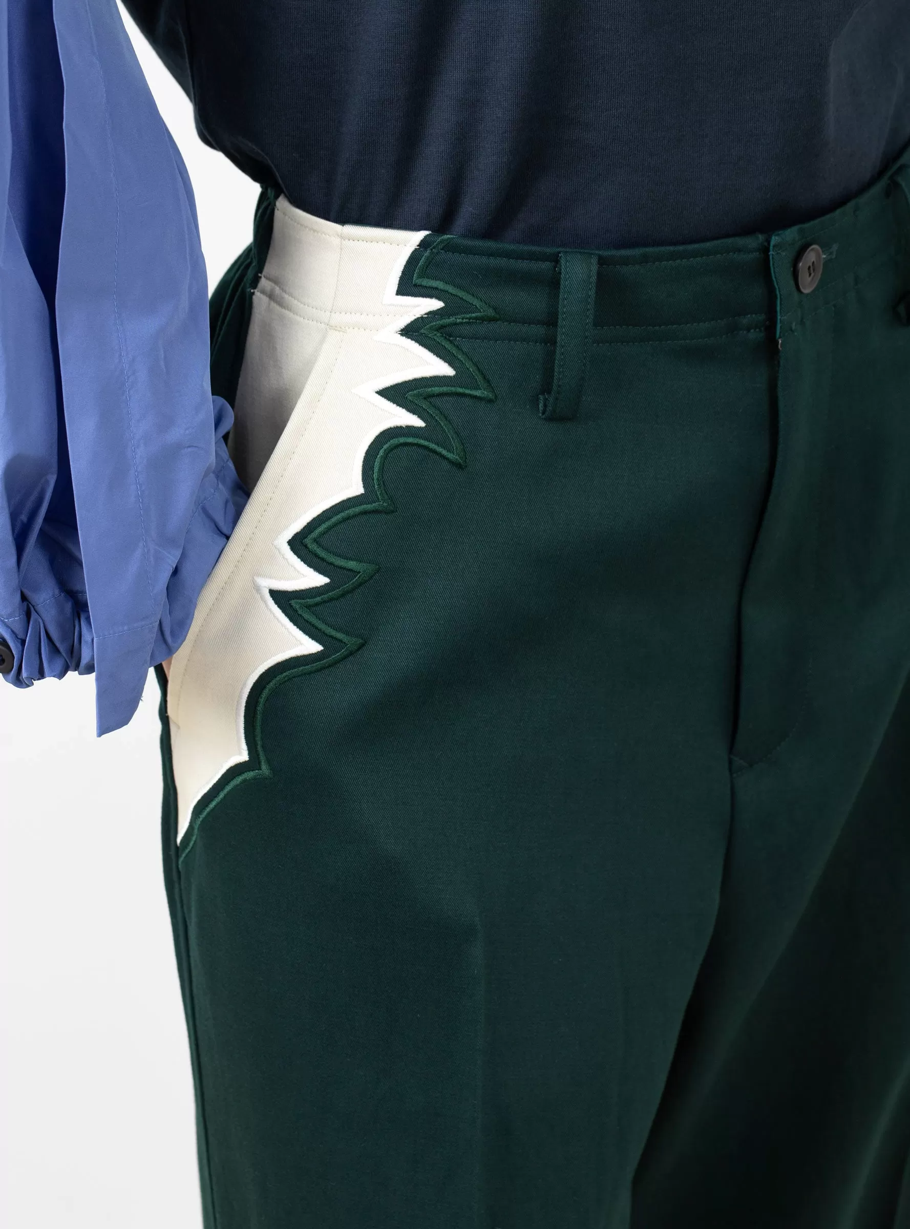 Embroidery Western Trousers Green