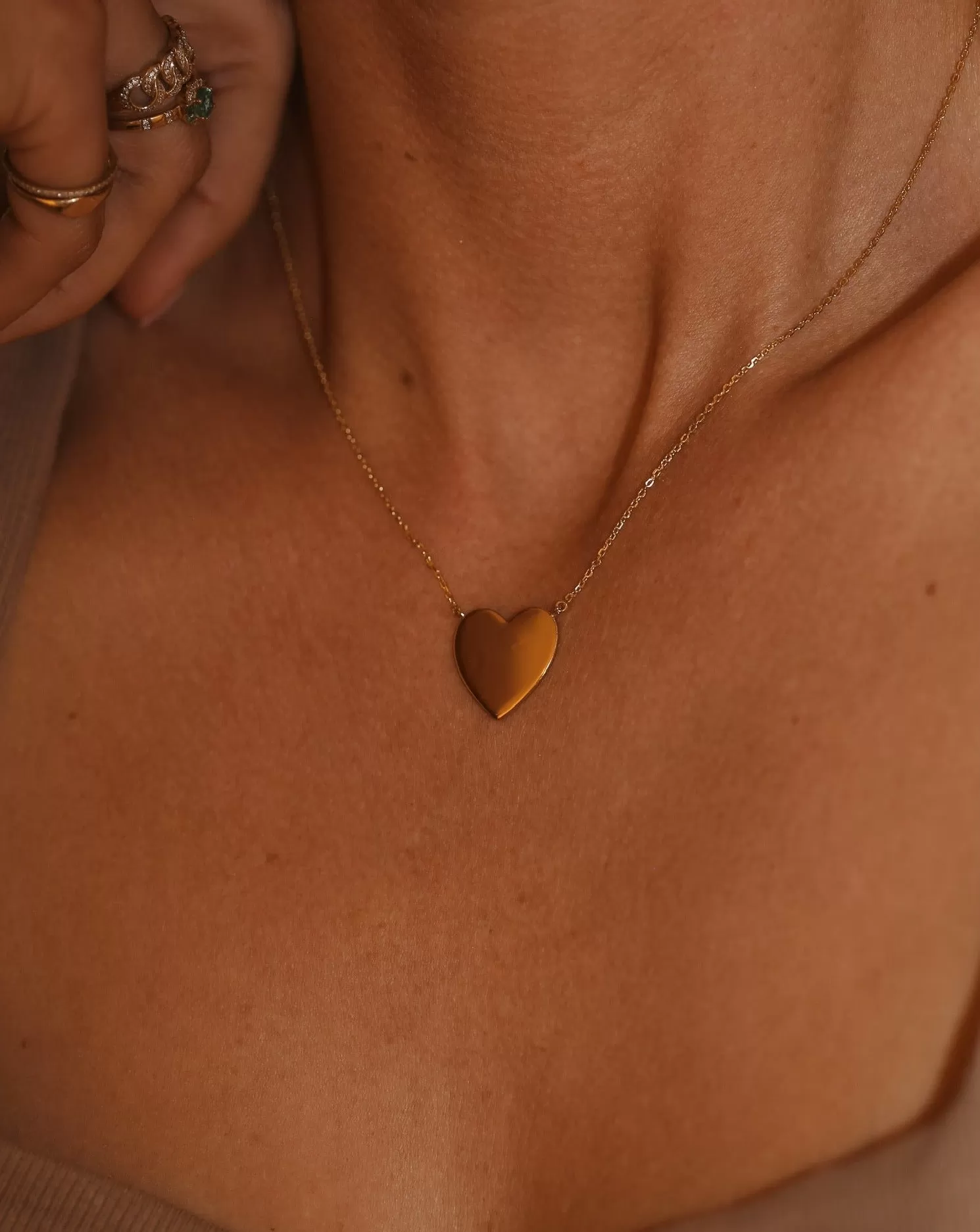 Engravable Heart Necklace - Gold Vermeil