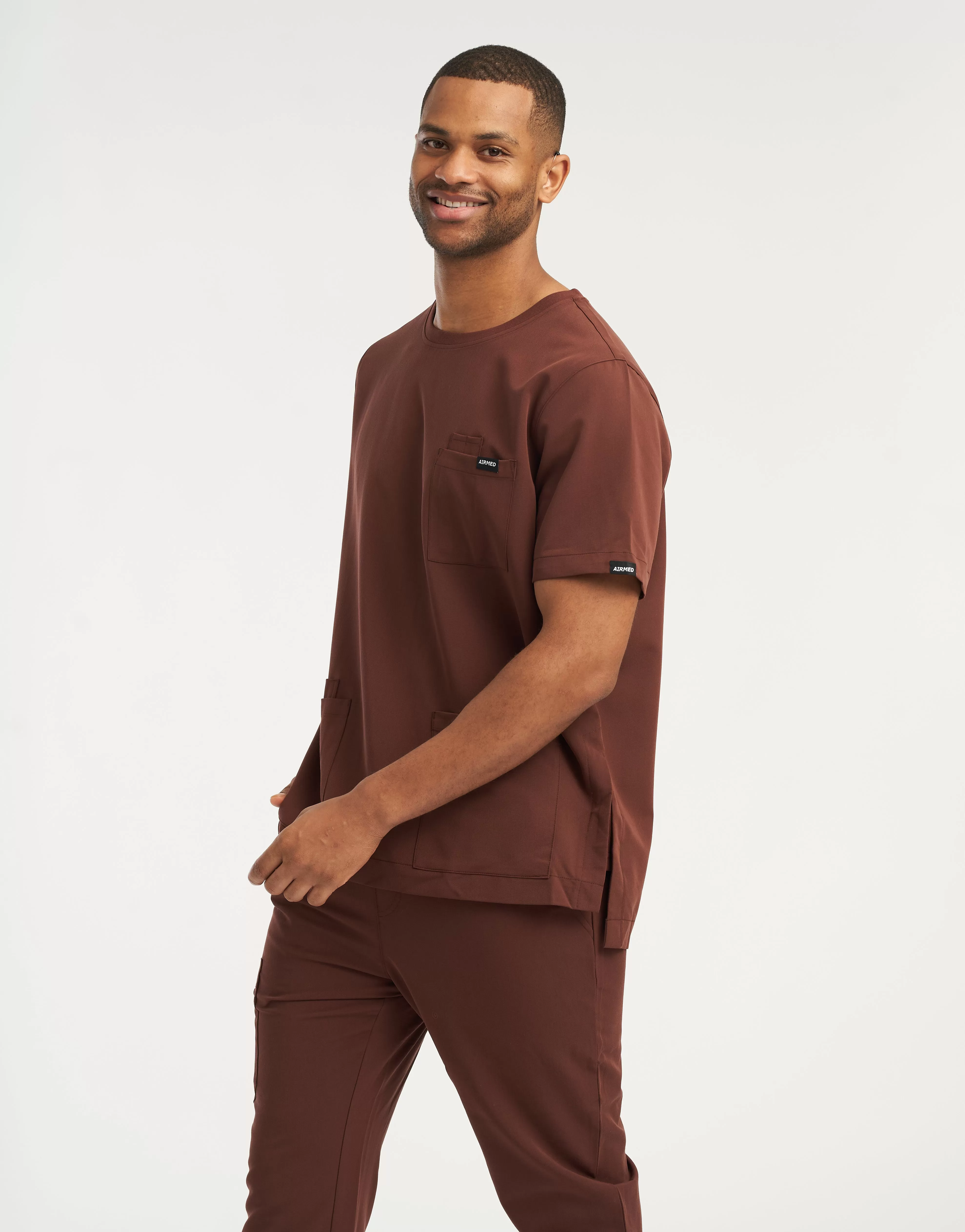 Essential Crewneck Scrub Top - Cocoa