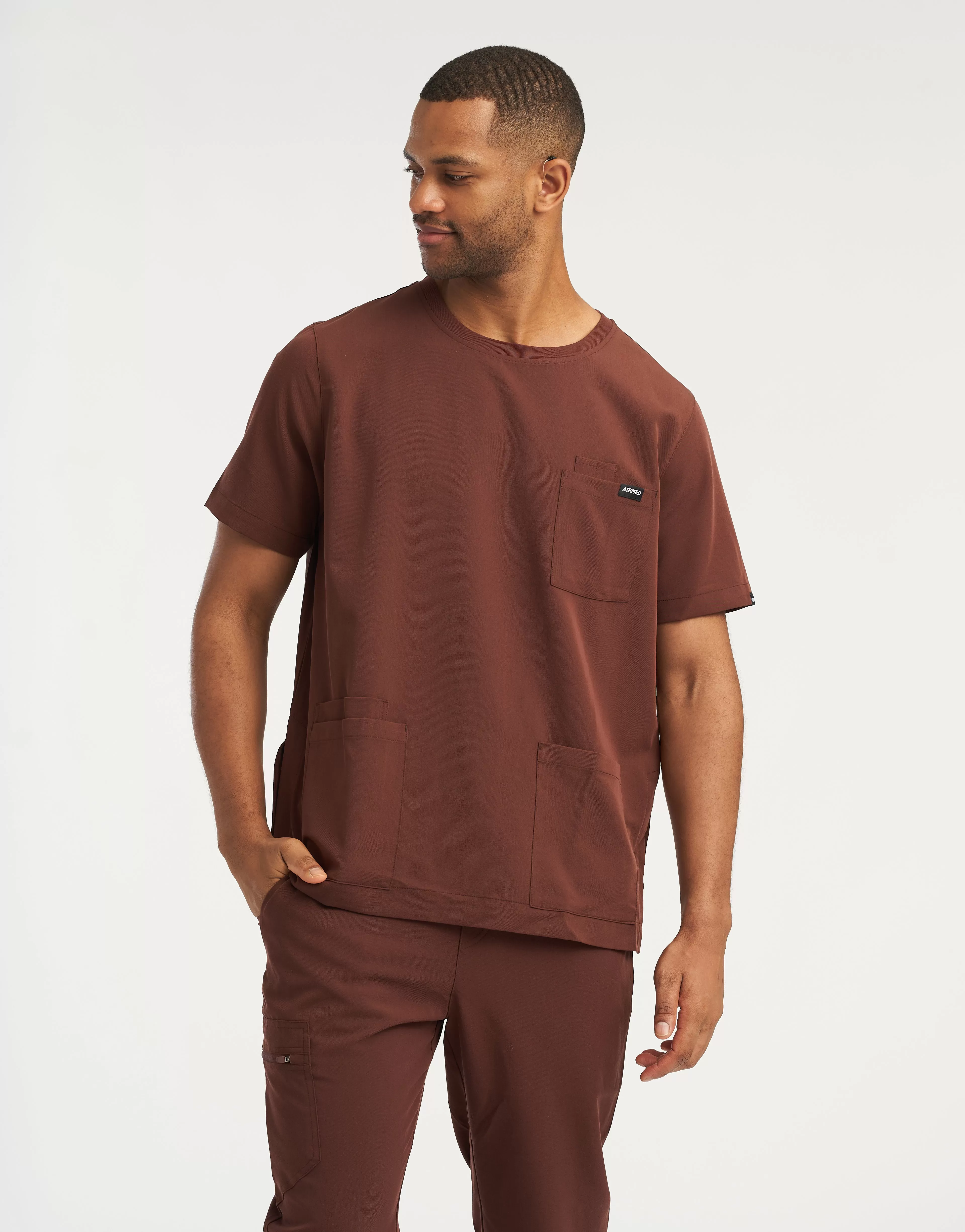 Essential Crewneck Scrub Top - Cocoa