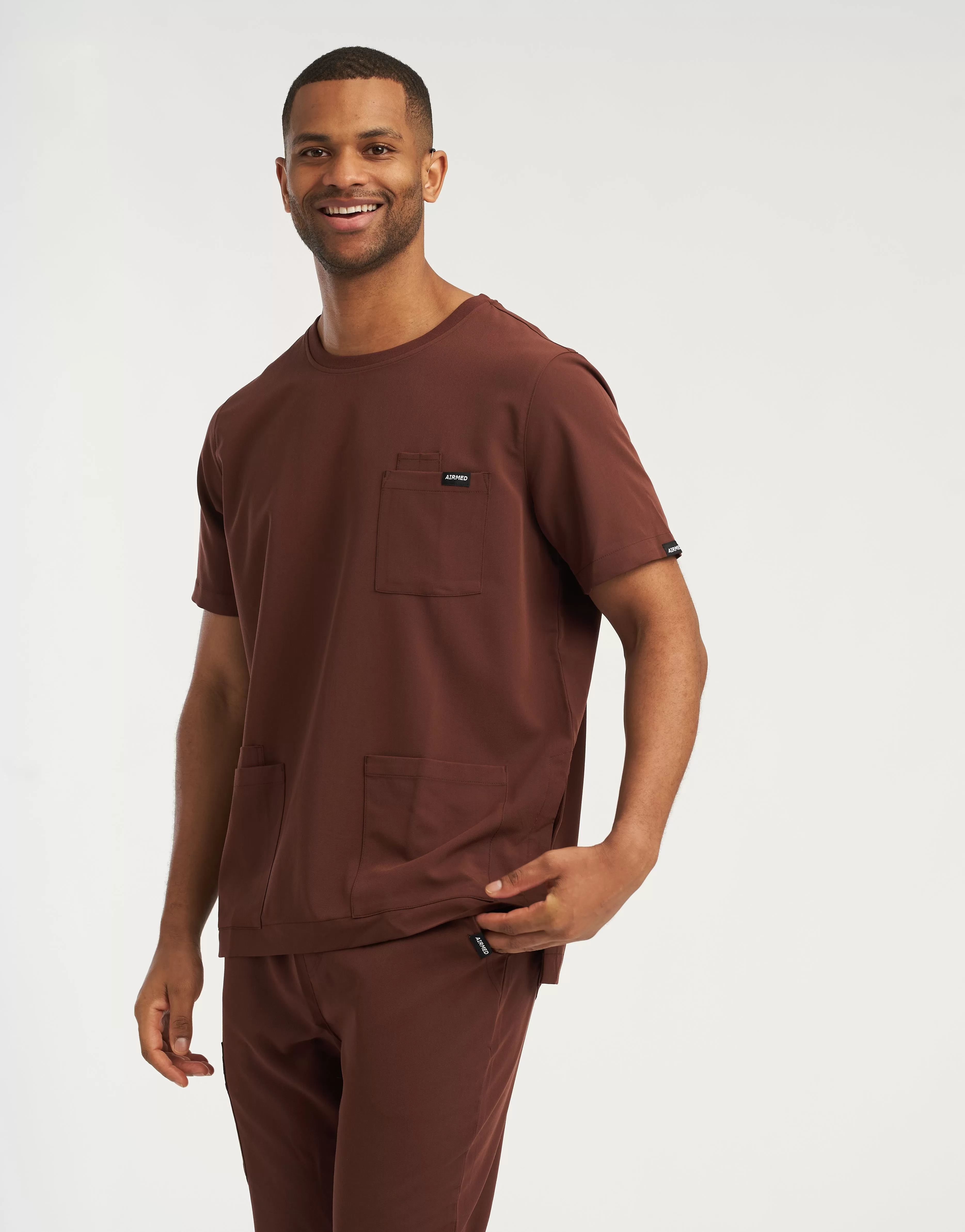 Essential Crewneck Scrub Top - Cocoa