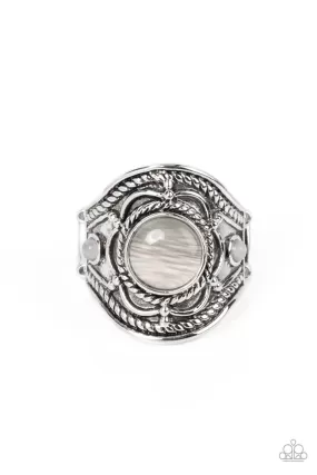 Exuberant Escapade White Cat's Eye Stone Ring - Paparazzi Accessories