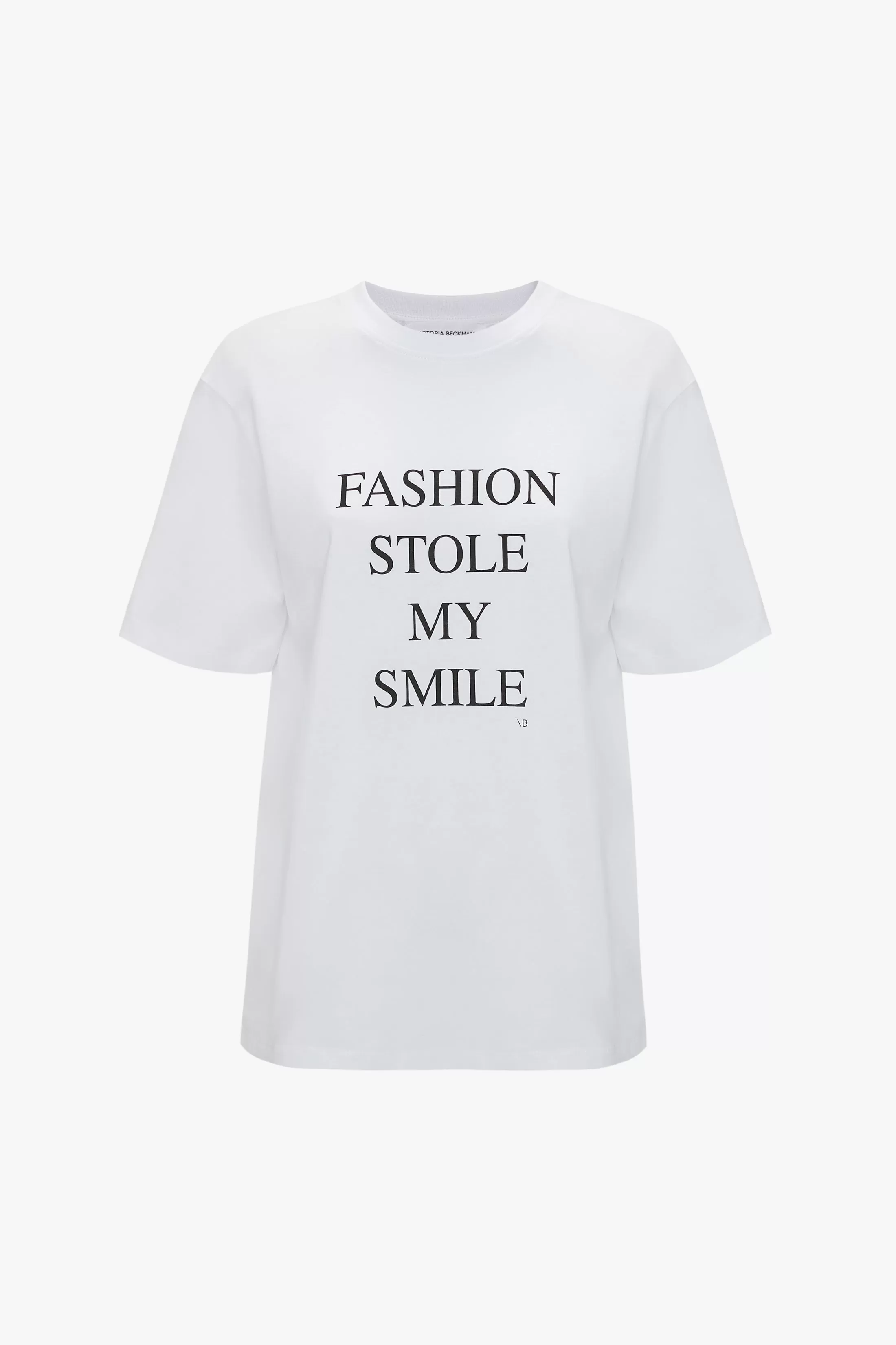 Fashion Stole My Smile Slogan T-Shirt In White