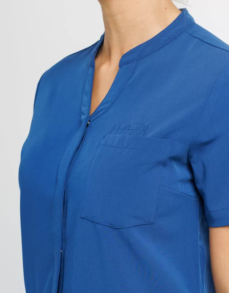 Full Button Scrub Top - Royal Blue