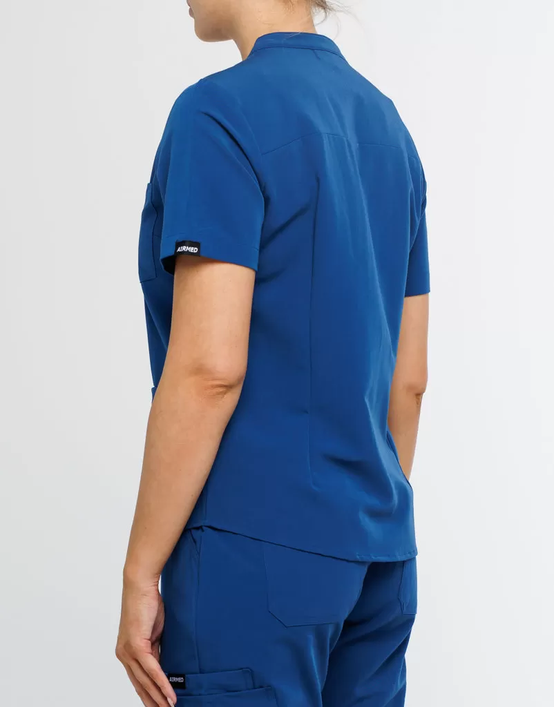 Full Button Scrub Top - Royal Blue