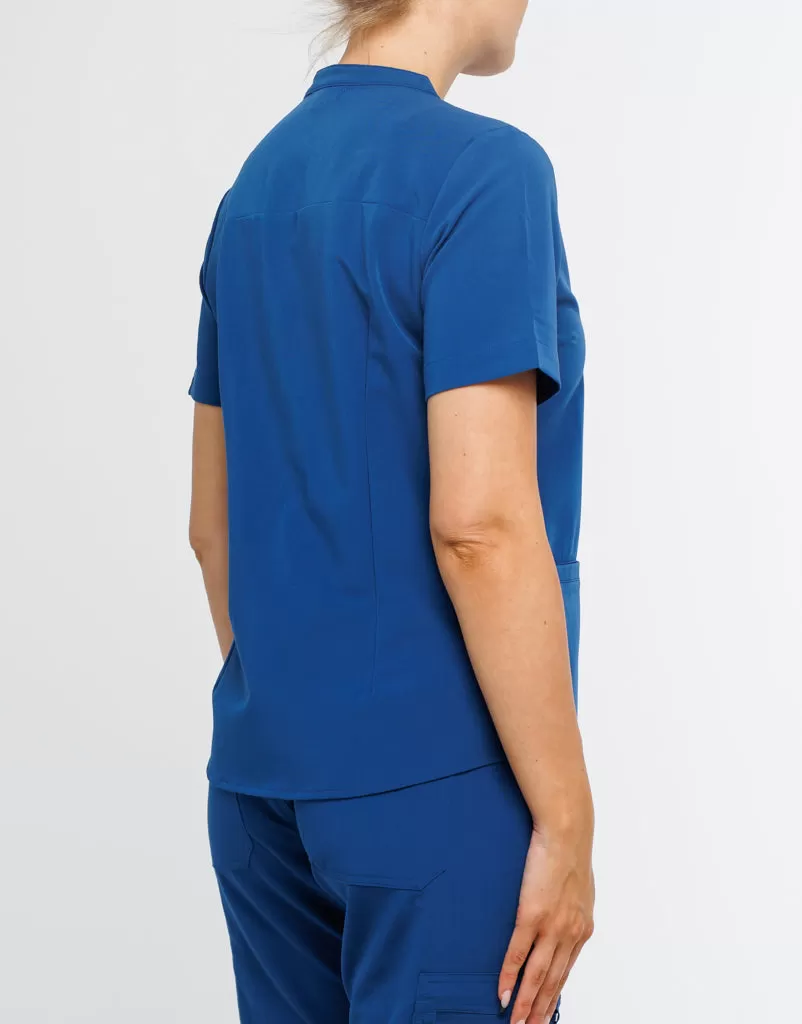 Full Button Scrub Top - Royal Blue