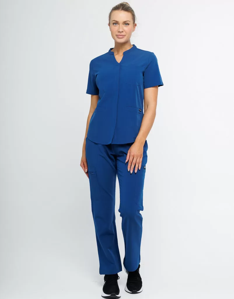 Full Button Scrub Top - Royal Blue