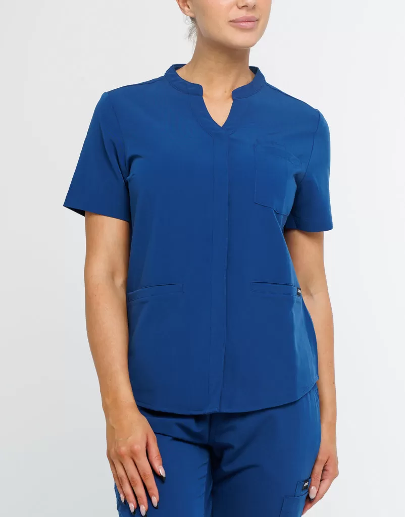 Full Button Scrub Top - Royal Blue