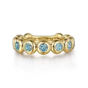 Gabriel & Co. Blue Topaz Stackable Ring in 14K Yellow Gold