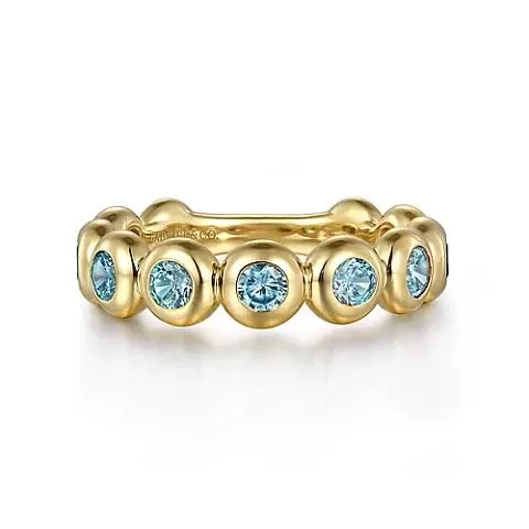 Gabriel & Co. Blue Topaz Stackable Ring in 14K Yellow Gold