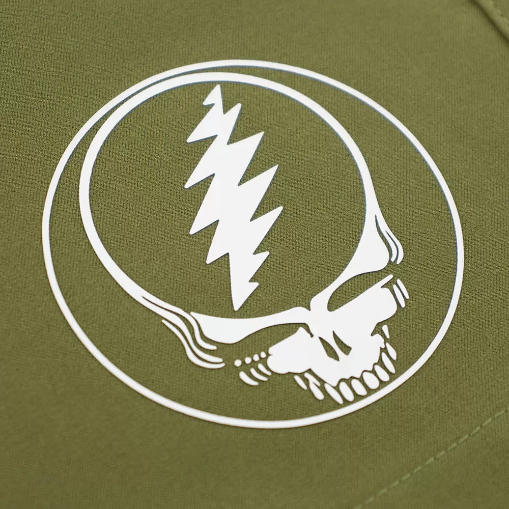 Grateful Dead| Elevated Hybrid Shorts | White Stealie in Olive Green