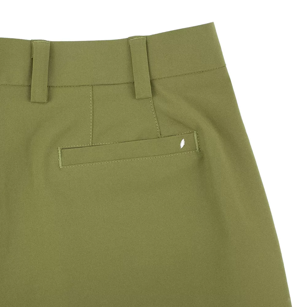 Grateful Dead| Elevated Hybrid Shorts | White Stealie in Olive Green