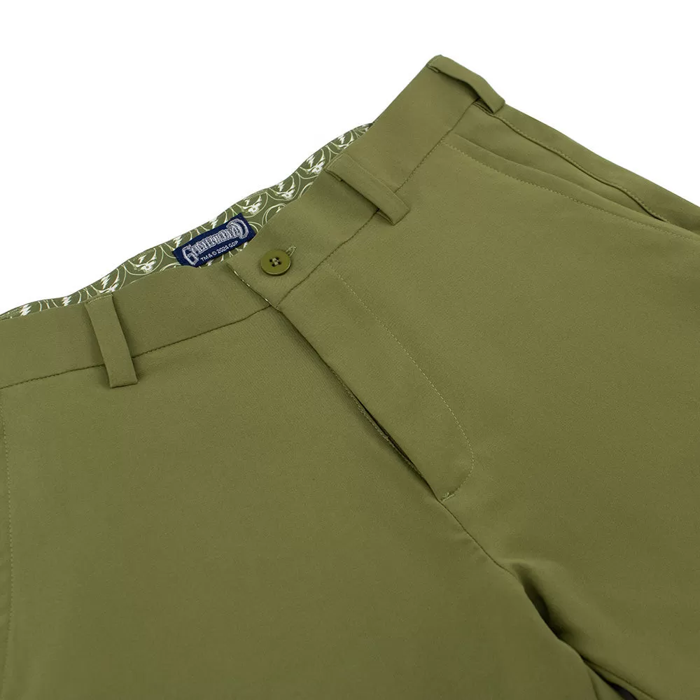 Grateful Dead| Elevated Hybrid Shorts | White Stealie in Olive Green