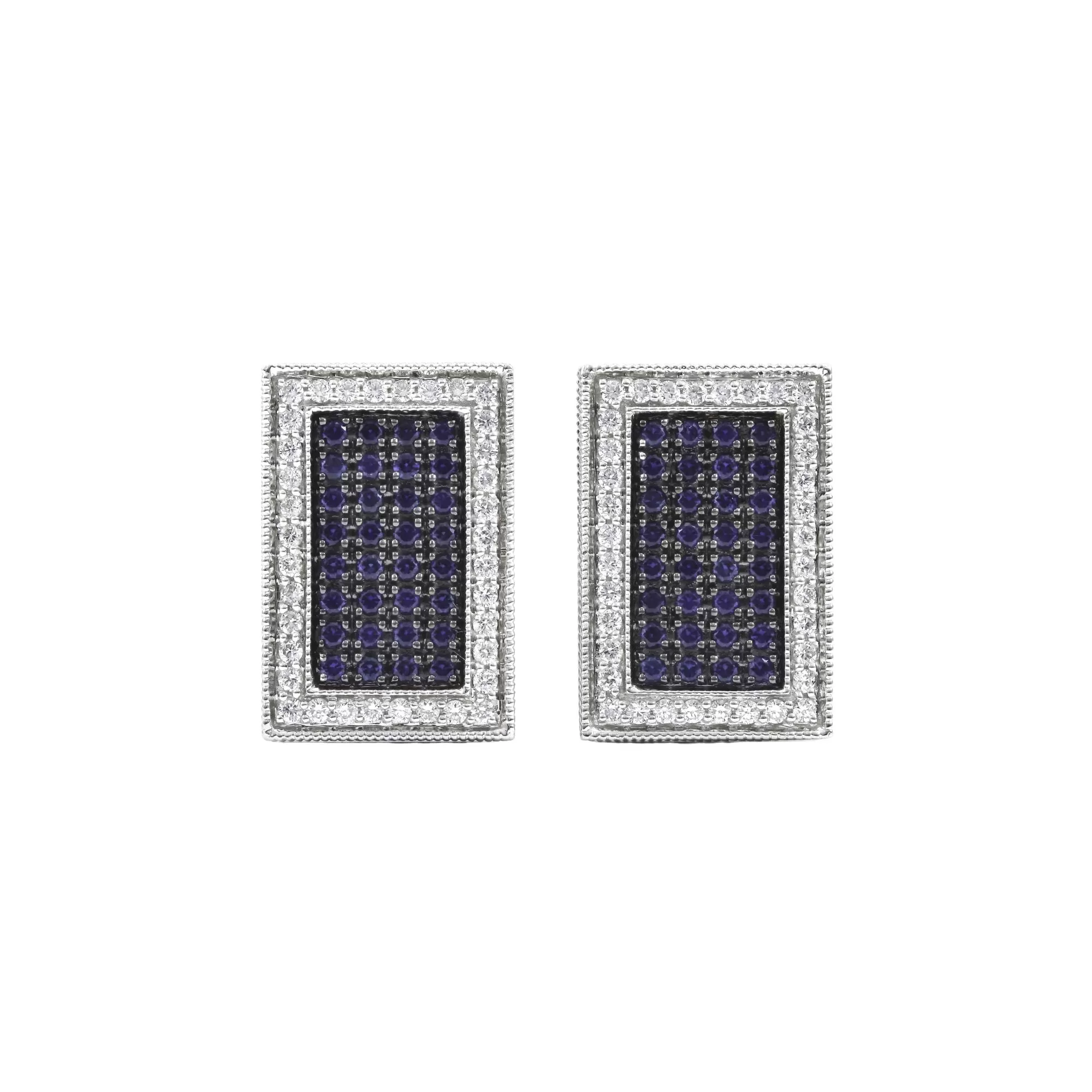 HENNE 14K WHITE GOLD SAPPHIRE AND DIAMONDS CUFFLINKS